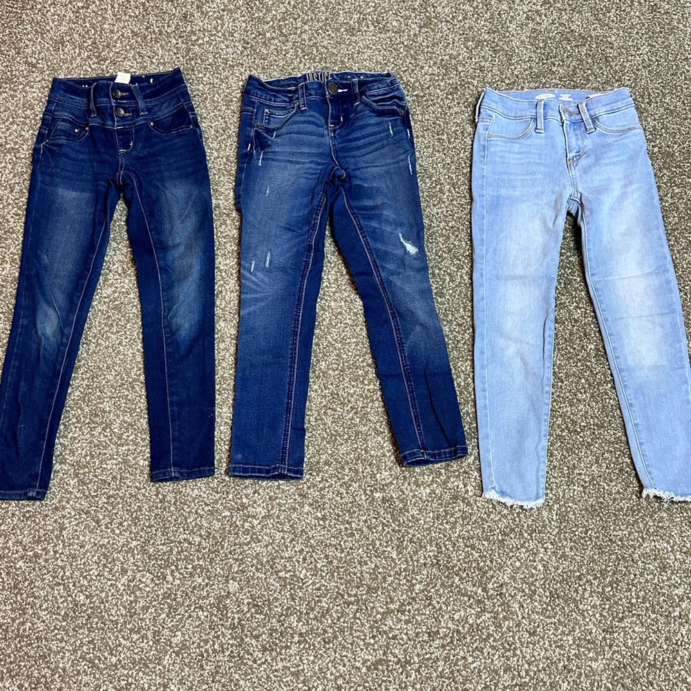LOT of 3 Girls Skinny Jeans Bundle - Justice & Old Navy - Size 7 - Picture 5 of 16